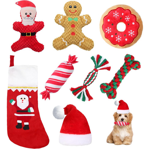 Juego De 8 Piezas De Juguetes Navideños Para Perros, Juguete