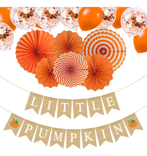 Burlap Little Pumpkin Banner Con Ventiladores De 6pcs, 20 Pi