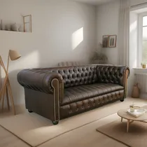 Comprar Sillon Chesterfield  Sofa Chester Cuero Vacuno Base Capitone