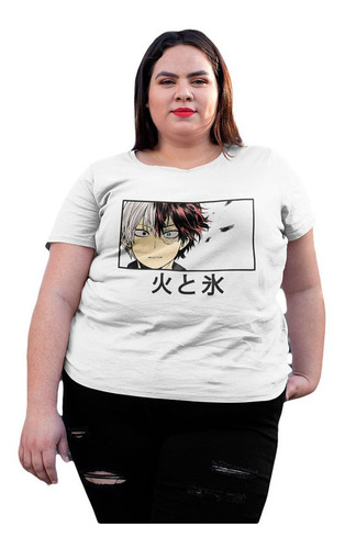 Polera Extra Grande Shoto Todoroki Cara White Boku No Hero