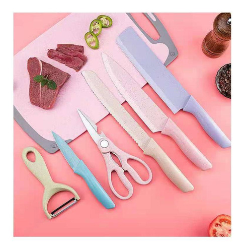 Set de cuchillos y cortadores de cocina de colores