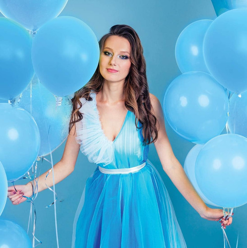 Globos Celeste Redondo Latex R12 30cm Resistente Pack 50