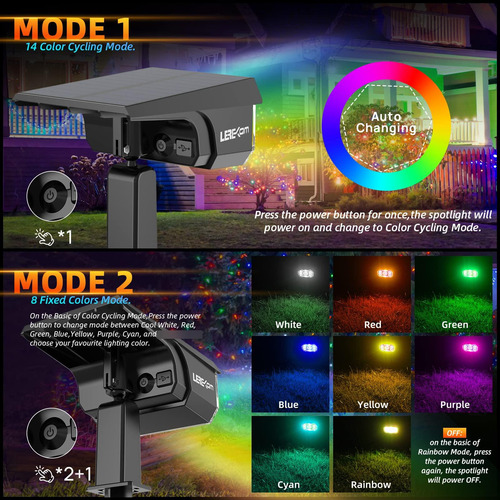 Focos Solares Led Rgb Para Exteriores, 40 Luces De Paisaje