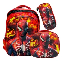 Comprar Mochila Escolar Spiderman Hombre Lonchera Y Cartuchera