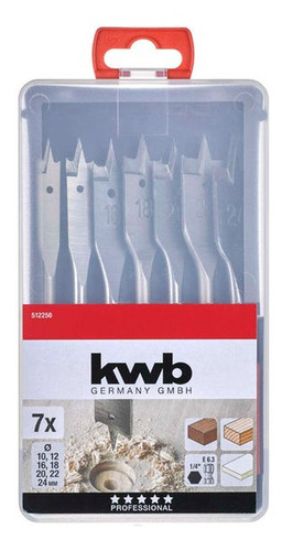 Set 7 Brocas Paleta Para Madera 10-12-16-18-20-22-24 Mm Kwb