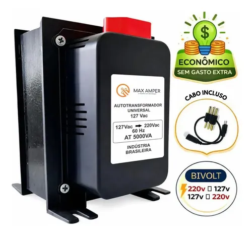 Transformador 5000va 110-220 Ou 220-110 Conversor Bivolt 12000 Bt...
