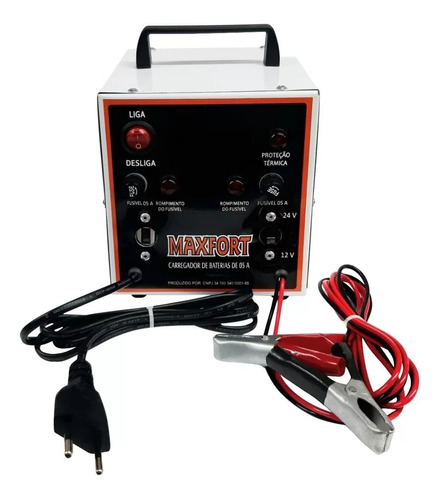 Carregador De Bateria 5 Amperes 12v/24v Portatil Maxfort