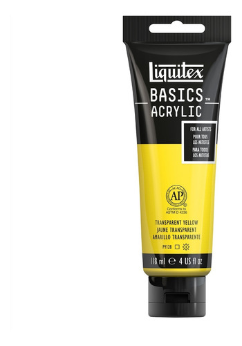 Tubo de acrílico Liquitex Basics 118ml cor 045 amarelo transparente