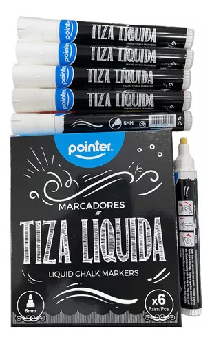 Marcadores Tiza Blanco Liquida Pointer X6 Und