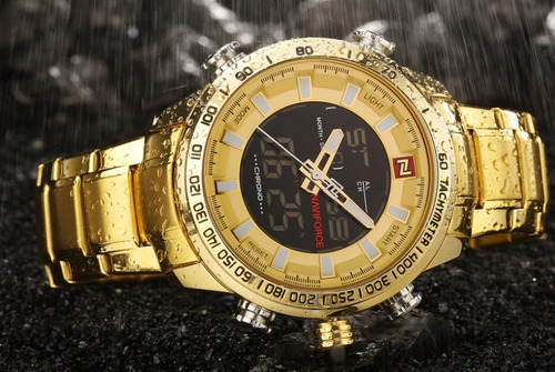 Relógio Naviforce Dourado Analógico Original Com Caixa Luxo