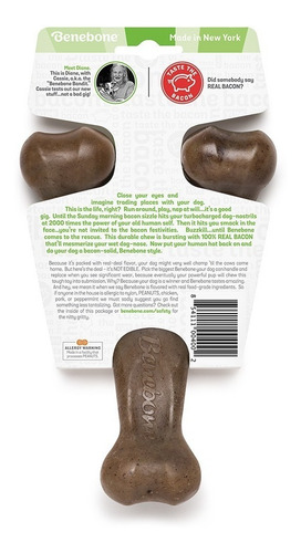Benebone Wishbone Bacon Medio, Osso De Nylon- Made In Usa - Cor Marron