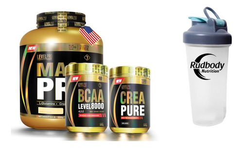 Level-mass Pro 6.6lb Chocolate+bcaa 400g Blueberry+crea 500g