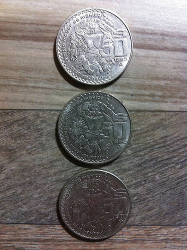 3 Monedas Coyolxauhqui $50 Pesos 1982-1983-1984 Oferta ¡¡