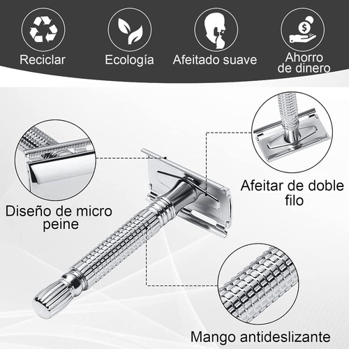 Maquinilla De Afeitar Clásica Doble Filo,10 Cuchillas