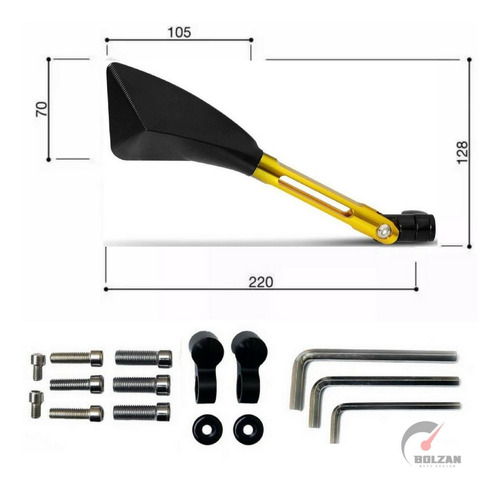 Retrovisor Pirâmide Tipo Rizoma Ninja 300 Com Adaptadores