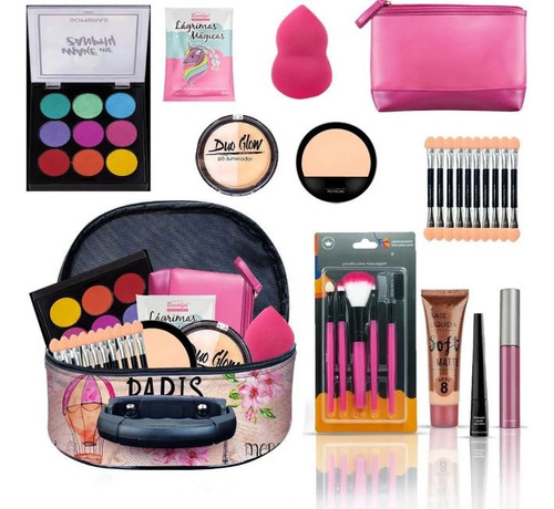 Maleta + Kit Com Maquiagens E Muitos Mais Pk50 Cor Pele Parda