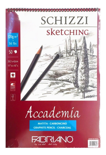 Block Fabriano Accademia Sketching 120gm 29.7x42cm 30 Hojas