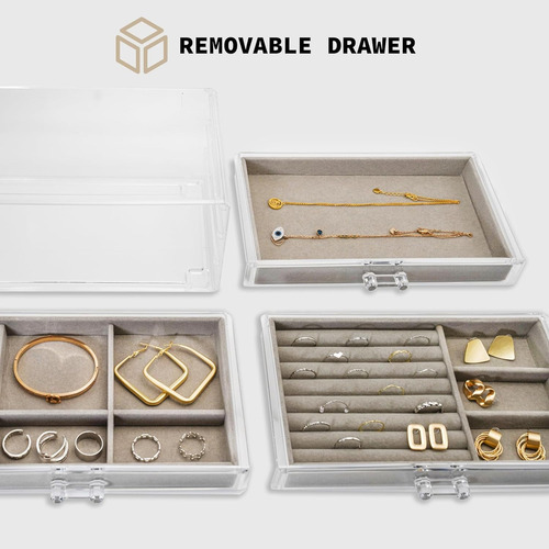 Mffore Caja Organizadora De Joyas De Acrílico Transparente C