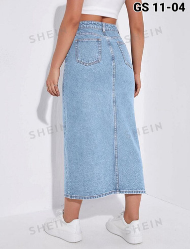 Falda Larga De Dama De Jean A La Moda