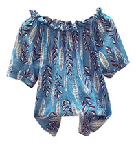 Comprar Blusas Holgadas De Gasa De Manga Corta Estampadas Con Hombro