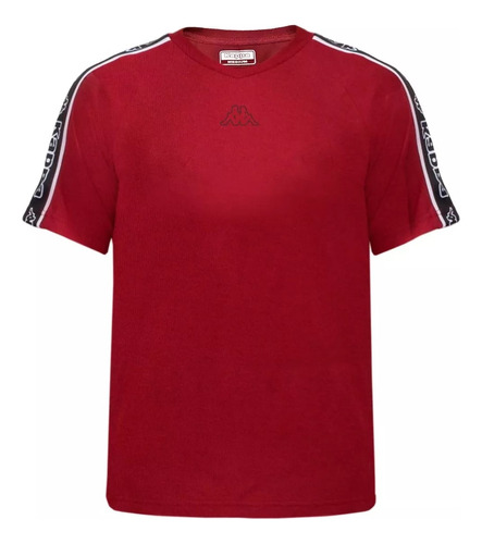 Remera Kappa Logo Tape Zaiat Bordo Negro Hombre