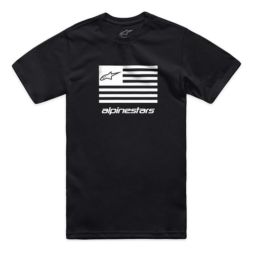 Camiseta Alpinestars Flag Bandeira Eua Usa Preto Casual 