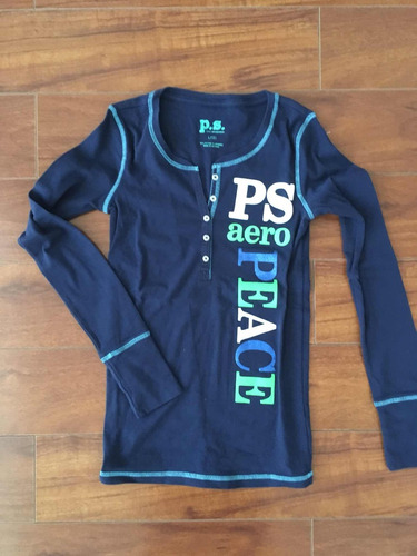 Polera Manga Larga Niña Talla 12 Ps Aeropostale Azul Oscura