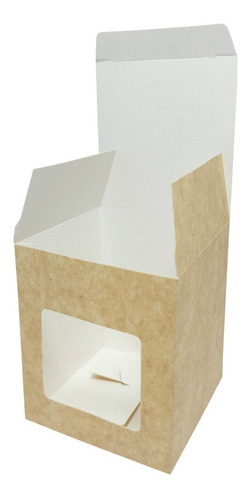 Caja P/ Mate C/ Ventana Mat2 X 50u Packaging Blanco Madera
