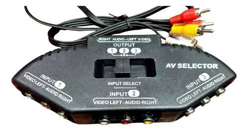 Imagen 2 de 3 de Splitter Rca Switch Audio Video 3 Entradas Con Cable Rca