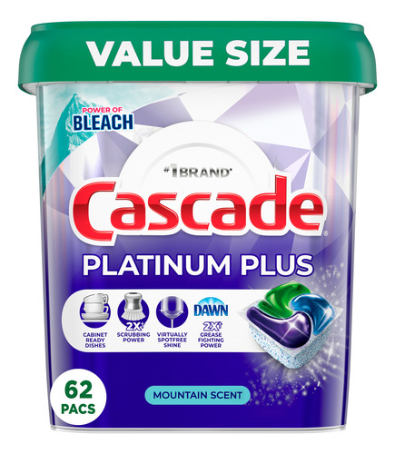 Cascade Platinum, Detergente Para Lavavajillas 62 Pods