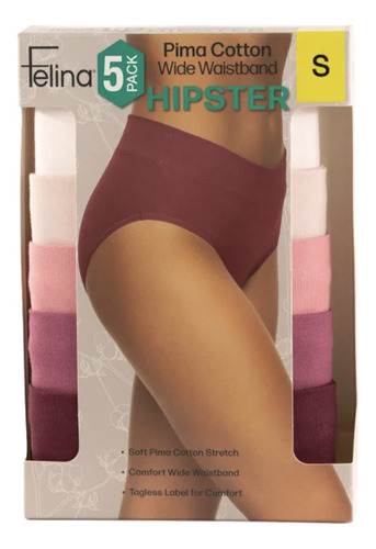 Calzones Felina Lengier 5 Pack Bikini Algodón Mujer Original