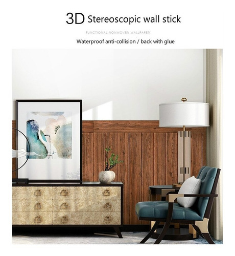 Imagem 4 de 7 de Painel 3d Papel Parede Espuma Adesivo Lavável Cubos Madeira