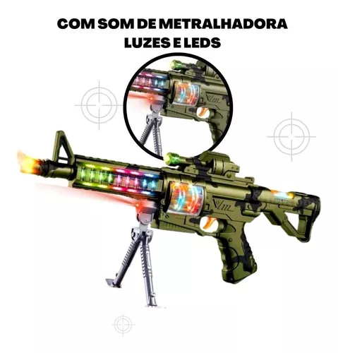 Metralhadora Arma Arminha Brinquedo Com Som E Luz À Pilha