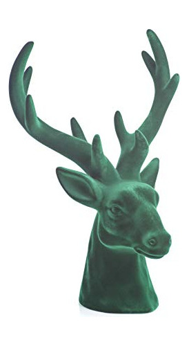 Estatua Escultura De Cabeza De Ciervo Forrada Zodax, Verde