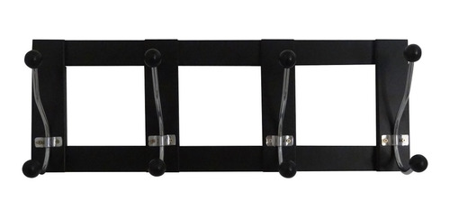 Perchero Negro De Pared Con 4 Ganchos