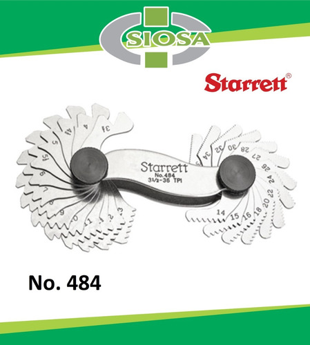 Cuenta Hilos 28 Hojas, 3-1/2 A 36tpi 60°, 484, Mca. Starrett