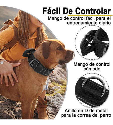 Collar para Perros Grandes y Extra Grandes – Collar Táctico Reforzado con Asa para Entrenamiento y Paseo, Acolchado con Neopreno Suave – GOOPEET