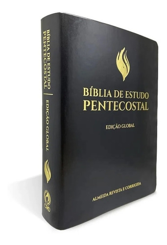 Biblia De Estudo Pentecostal Grande Luxo Preta 17,5x23,5