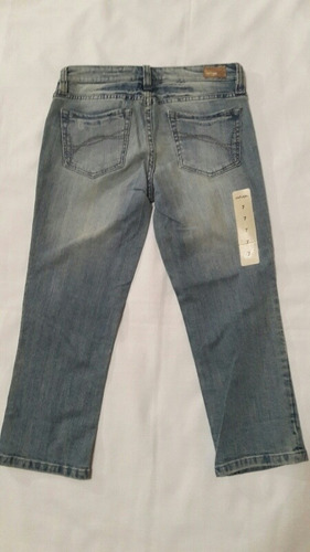 Jeans Crop Mujer Celeste Sutil Ripped T/38 Marca Refuge