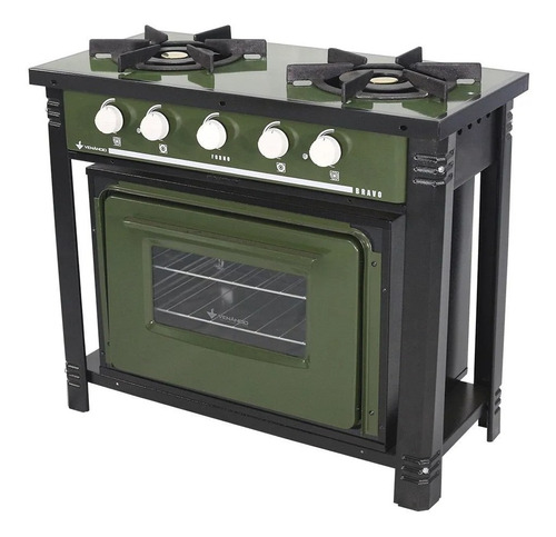 Fogão À Gás 2 Bocas Com Forno Linha Bravo Br2bf Venâncio Cor BR2BFVD - Verde