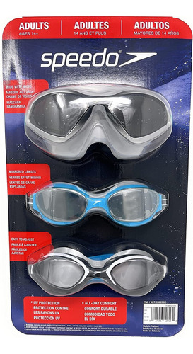 Speedo Paquete De 3 Gafas De Natación Para Adultos, Los Colo