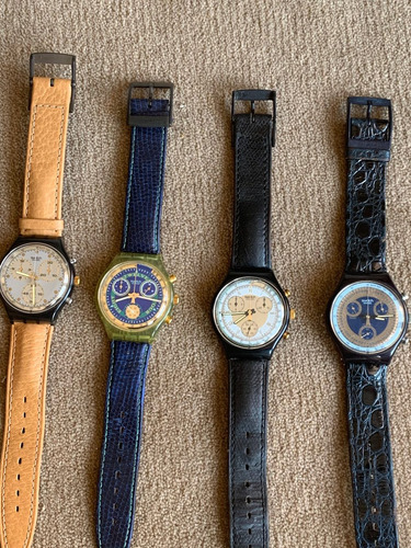 Relogio Swatch,cronografico,anos 90,otimo Estado,puls.,couro