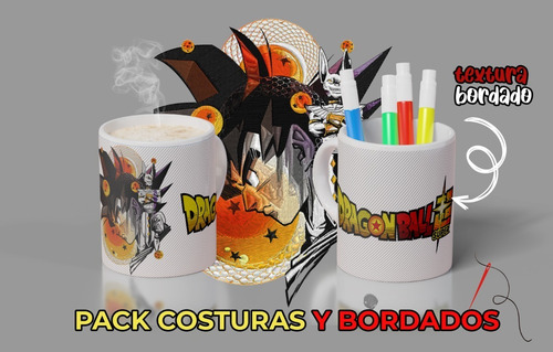 15 Plantillas Sublimar Tazas Efecto Bordado Jpg + Editables
