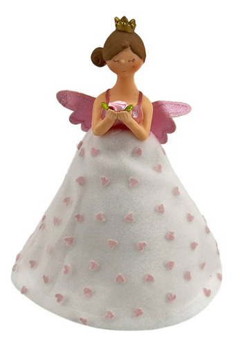 Angel 16x11x23cm Vestido Corazones Rosa