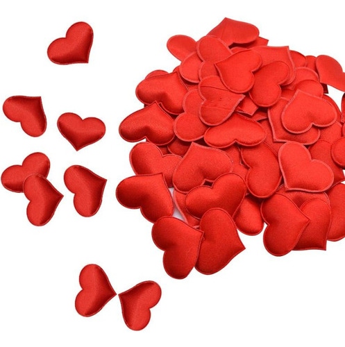 Pétalos En Forma De Corazón Rojo De Tela 3cms, 50 Unid