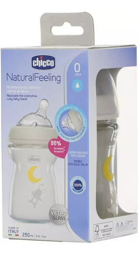 Imagen 3 de 5 de Mamadera Chicco Natural Feeling Vetro Glass 0m+ 250ml
