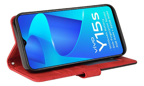 Caso For Vivo Y15s Teléfono Caso Flip Folio Libro Con