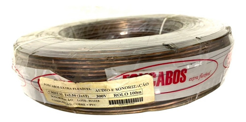 Cabo Paralelo 2x2,50mm 2x12 Cristal Rolo Foxcabos Tecniforte
