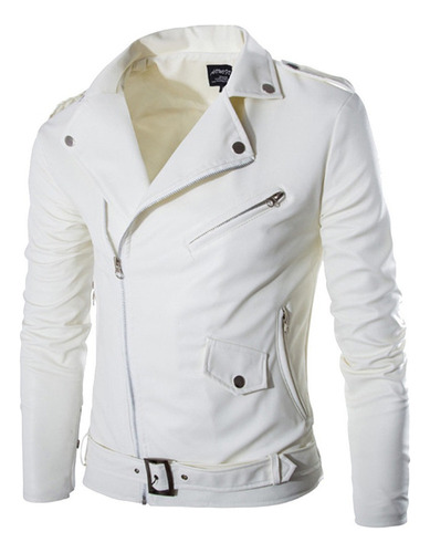 Chaqueta De Cuero Con Cremallera M Para Hombre, Otoño-invier