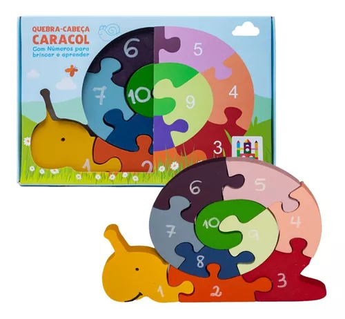 Caracol Quebra-cabeça Números Educativo mdf Jogos Brinquedos